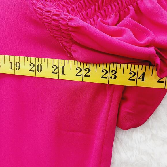 Blouse Rose Red Ruffle Sleeve Romantic Coquette Office Siren Glam Luxe Size XL - Picture 4 of 9